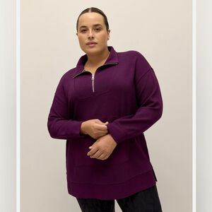 Pennington's Half-Zip Ottoman Tunic Sweatshirt Active Zone Purple size 4X